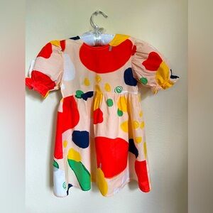 Multicolor Poplin dress with balloon sleeves